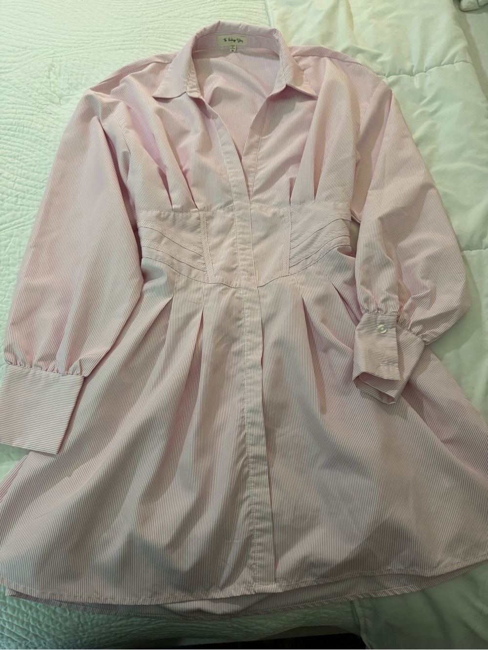 The Vintage Shop Pink and White Striped Button-Up Corset Dress